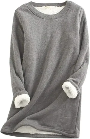 Ceboyel Women Fleece Lined Sweatshirts Sherpa Fuzzy Pullover Tops Loose Fit Cute Sweater Warm Winter Trendy Cozy Clothing