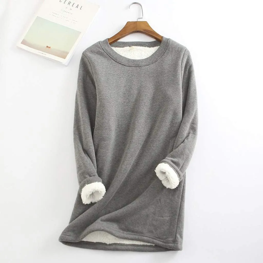 Ceboyel Women Fleece Lined Sweatshirts Sherpa Fuzzy Pullover Tops Loose Fit Cute Sweater Warm Winter Trendy Cozy Clothing