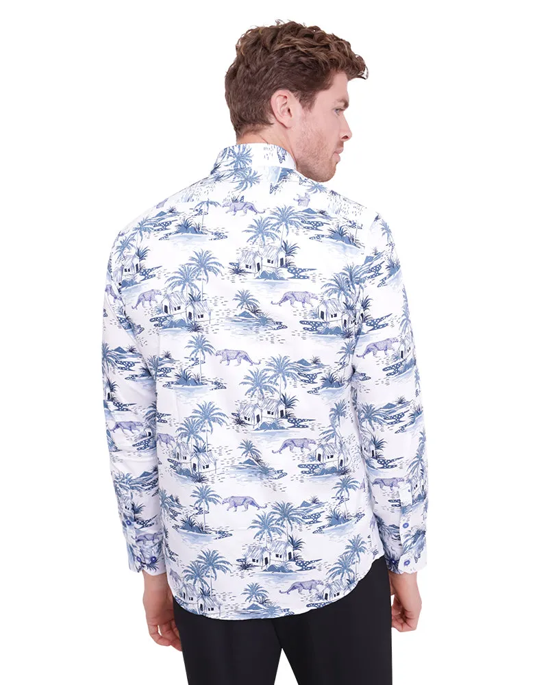 Cheetah in Jungle Print Shirt with Matching Handkerchief