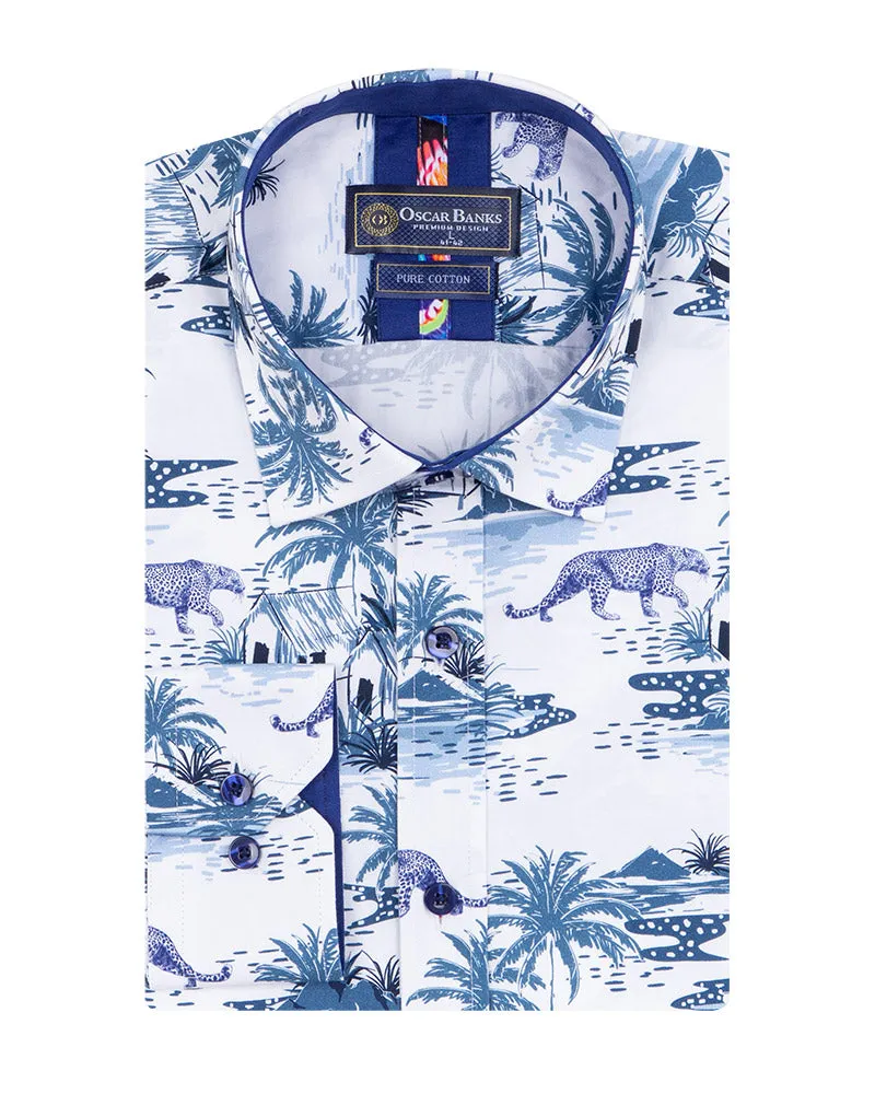Cheetah in Jungle Print Shirt with Matching Handkerchief