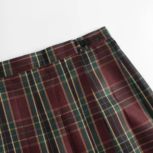 Chequered Basic Japanese College Uniform Women A-Line Mid-Length Pleated Summer Skirt