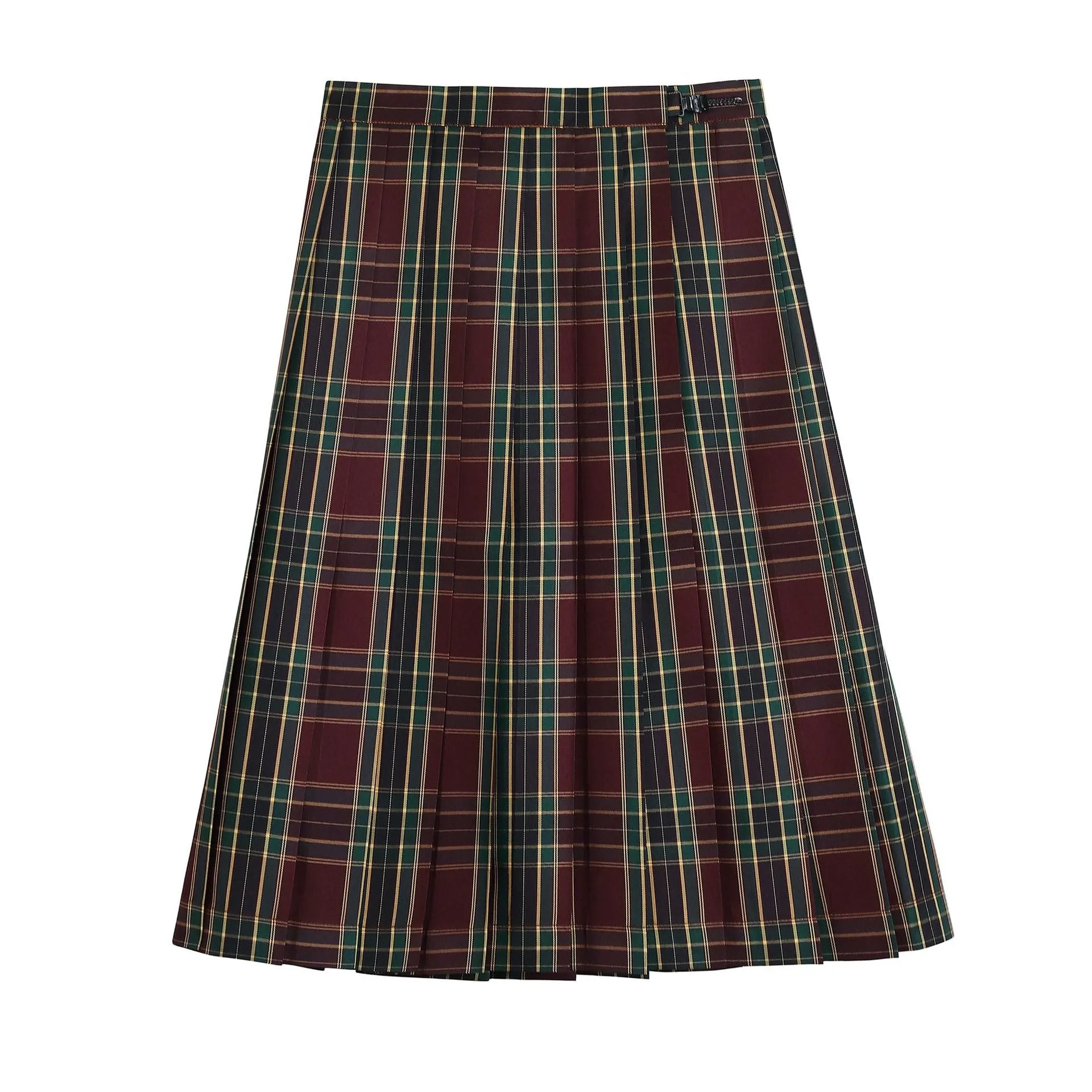 Chequered Basic Japanese College Uniform Women A-Line Mid-Length Pleated Summer Skirt