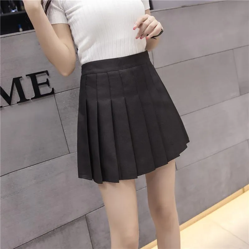 Chequered Pleated Women Student Korean All-Matching High Waist A-Line Summer Skirt