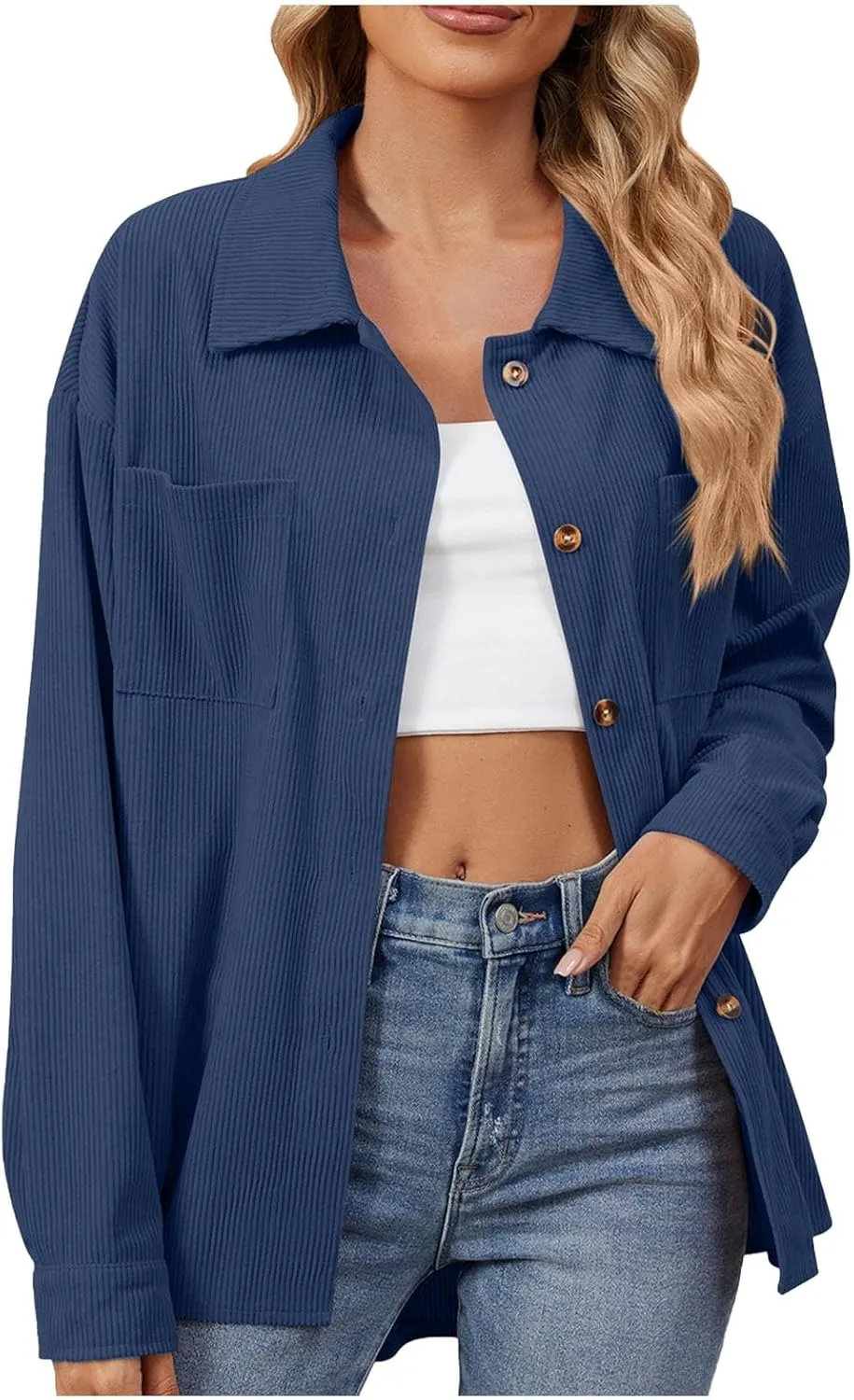 Chunky Cardigan Sweaters for Women Long Sleeve Lapel Neck Open Front Cardigans Solid Color Button Down Coat Tops
