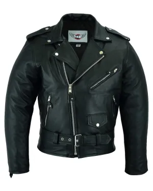 Classic Brando biker leather jacket in natural waxy cowhide.113