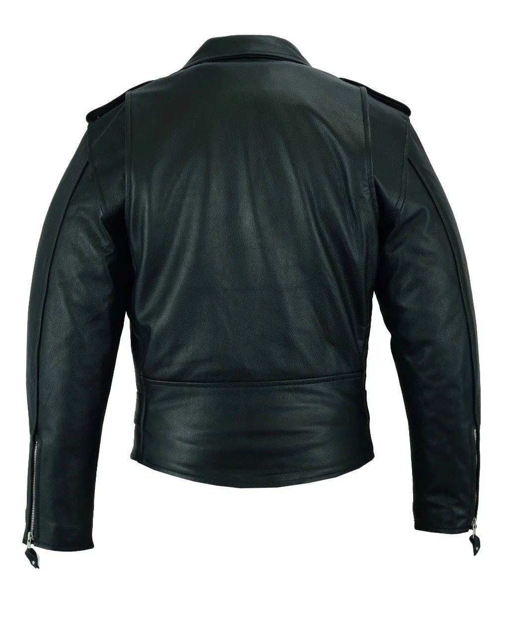 Classic Brando biker leather jacket in natural waxy cowhide.113