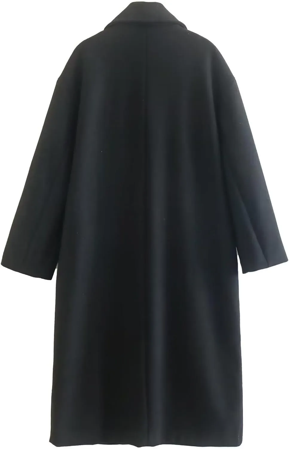 Coats for Women Casual Notched Lapel Collar Double-Breasted Winter Trench Coat Elegant Solid Long Sleeve Wool Coat