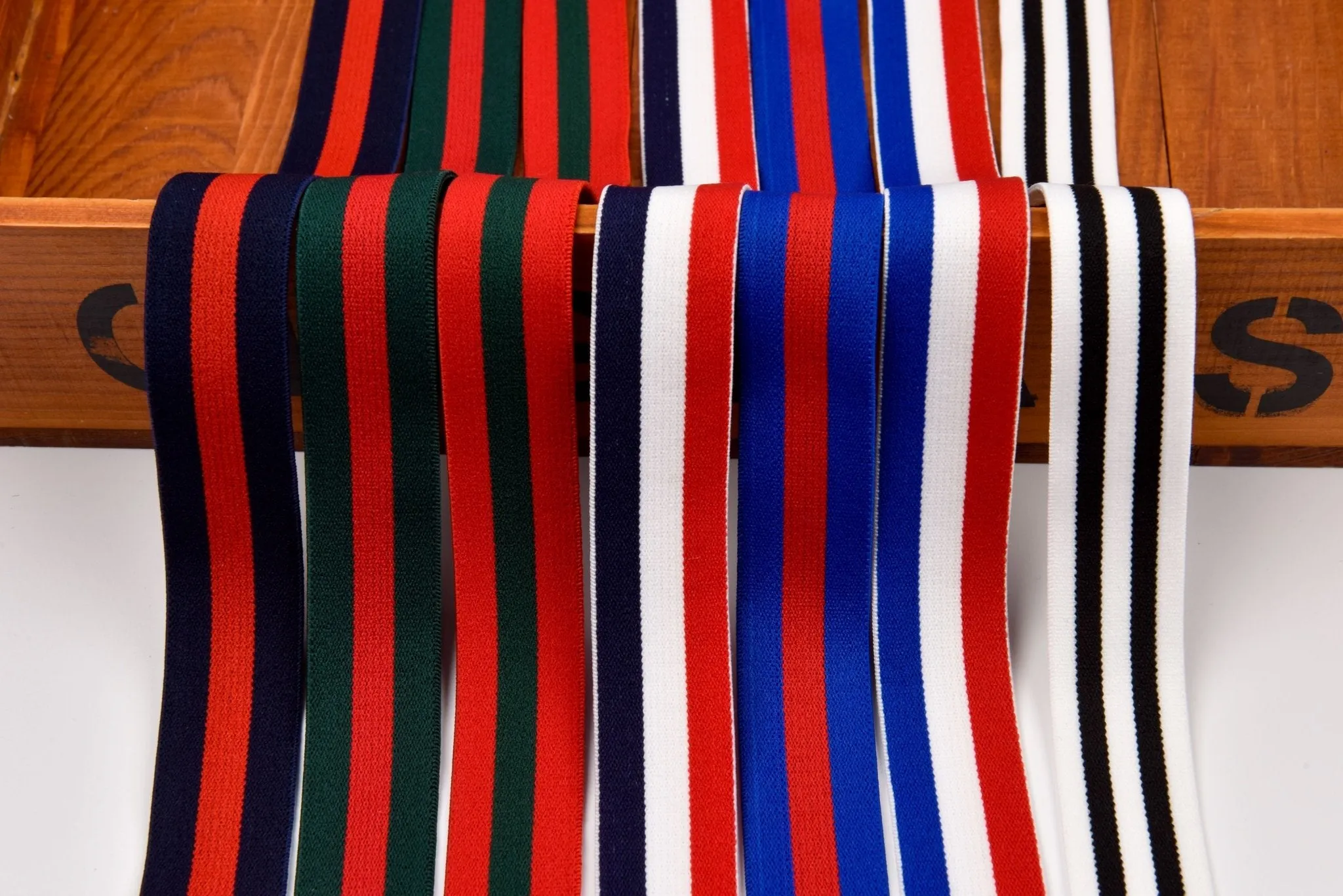 Colored Stripe Pattern Elastic Strap Band  25mm - 3 Yards Pack