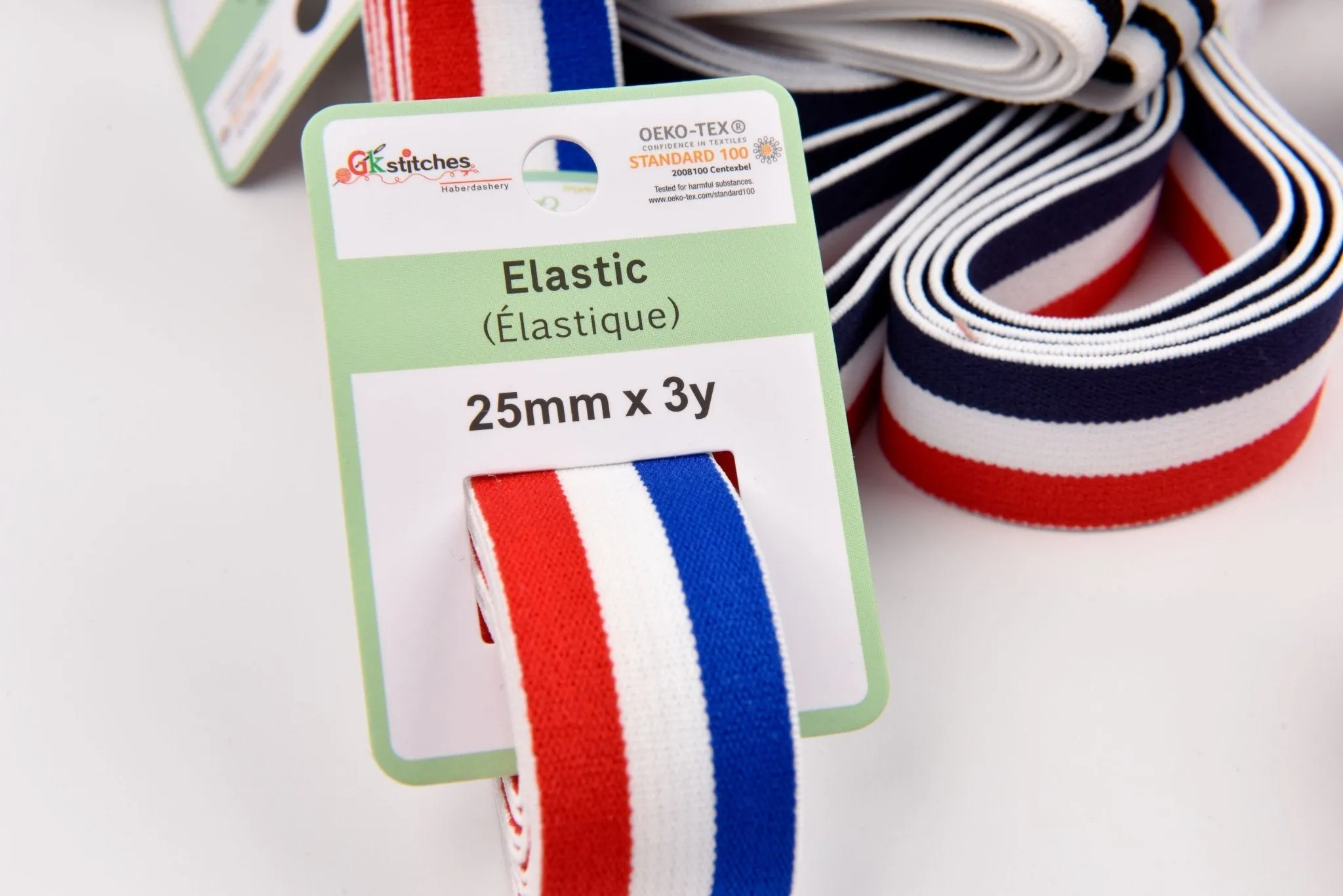 Colored Stripe Pattern Elastic Strap Band  25mm - 3 Yards Pack