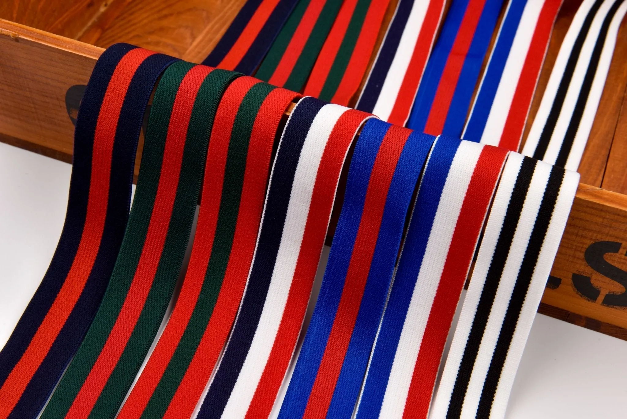 Colored Stripe Pattern Elastic Strap Band  25mm - 3 Yards Pack