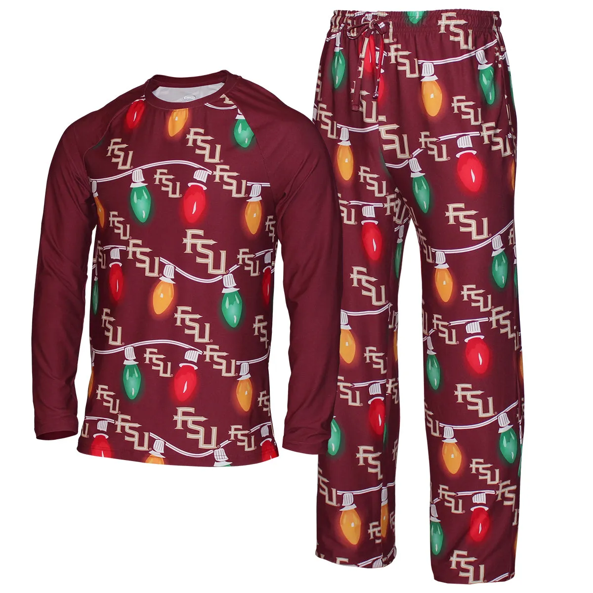 Concept Sports Men's Stacked FSU Stringed Light Design 2024 Holiday Sleep Set - Garnet