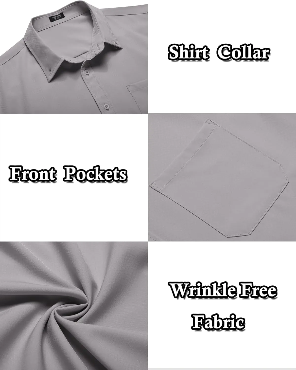 COOFANDY Mens Casual Dress Shirt Short Sleeve Wrinkle Free Dress Shirt Business Casual Shirts