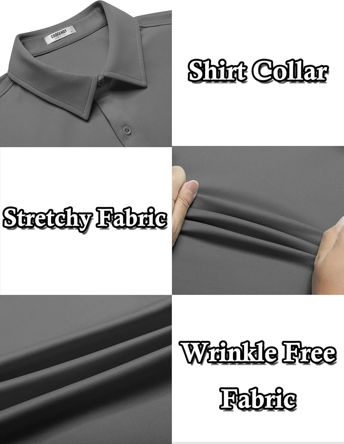 COOFANDY Mens Casual Wrinkle Free Shirts Short Sleeve Button Down Summer Stretch Dress Shirt