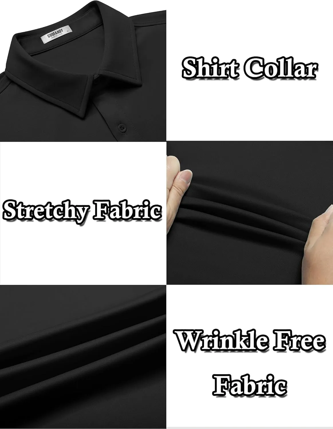 COOFANDY Mens Casual Wrinkle Free Shirts Short Sleeve Button Down Summer Stretch Dress Shirt