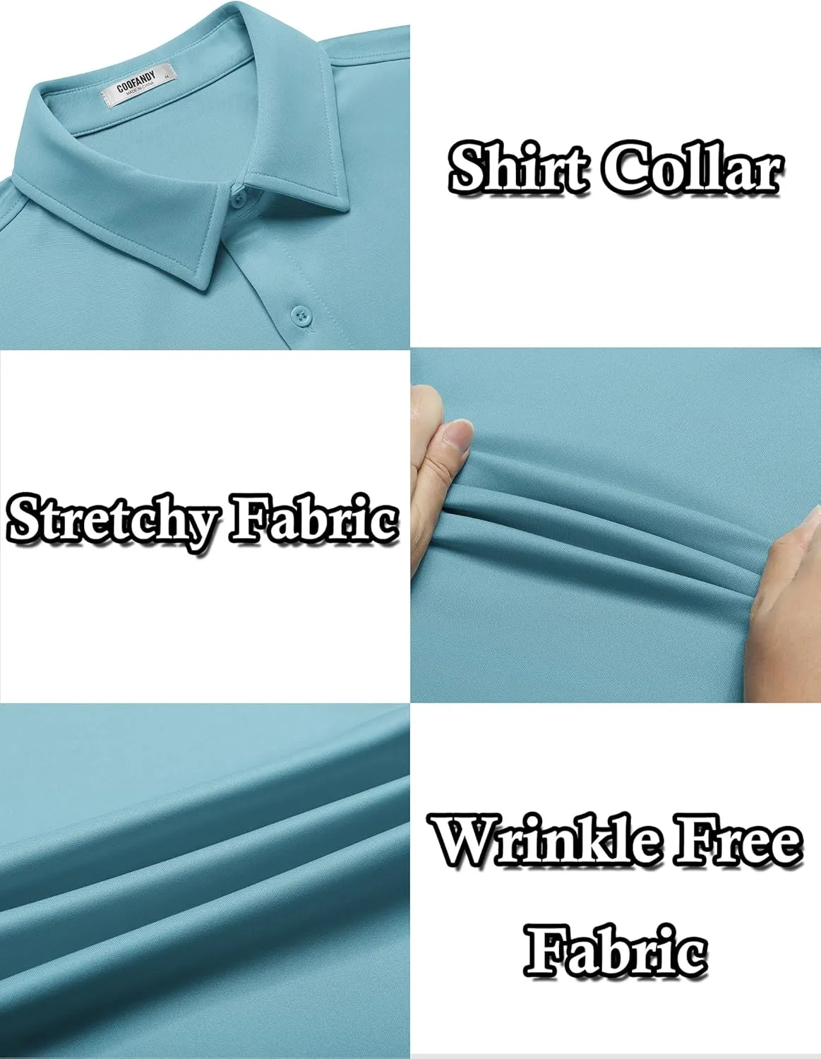 COOFANDY Mens Casual Wrinkle Free Shirts Short Sleeve Button Down Summer Stretch Dress Shirt