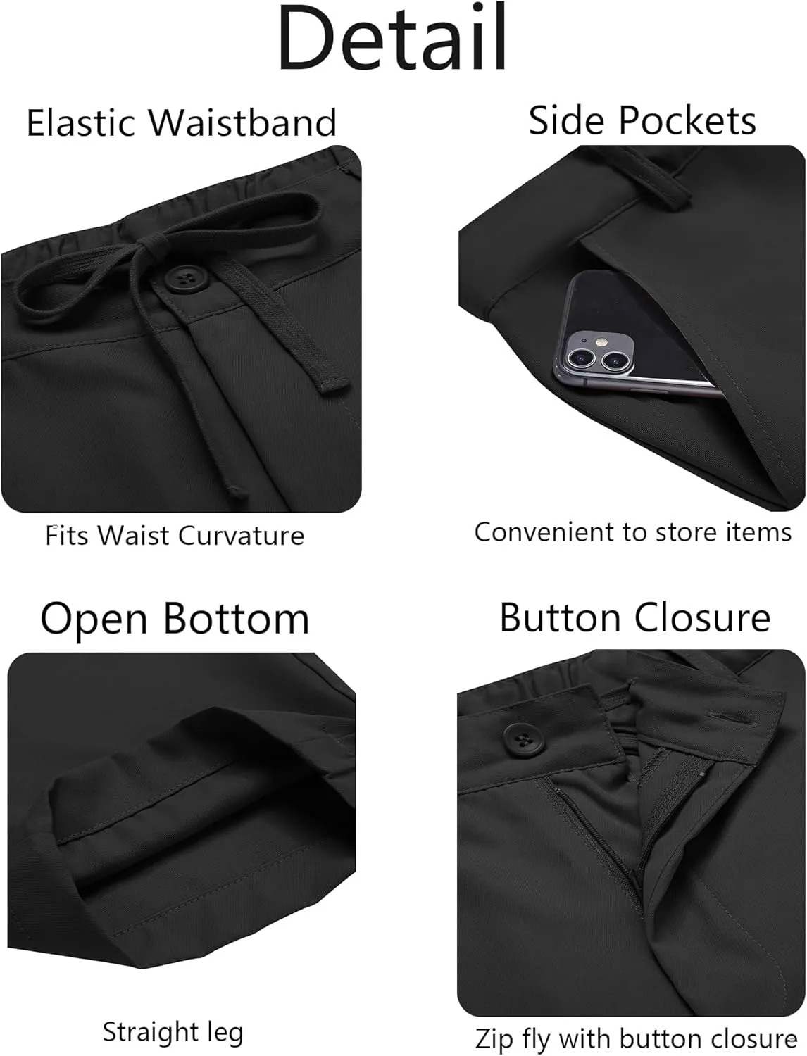 COOFANDY Men's Chino Pants Relaxed Fit Elastic Waist Basic Flat Front Drawstring Casual Pants