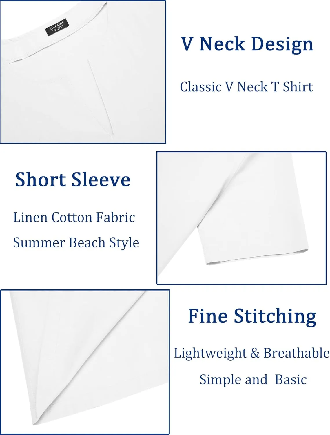 COOFANDY Men's Cotton Linen Henley Shirt Short Sleeve Casual Beach T Shirts V Neck Summer Lightweight Yoga