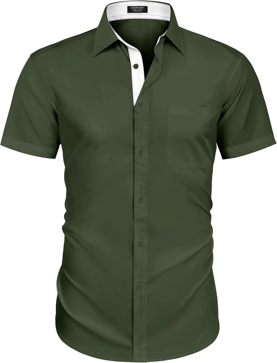 COOFANDY Men's Dress Shirt Wrinkle Free Regular Fit Stretch Short Sleeve Button Down Shirts