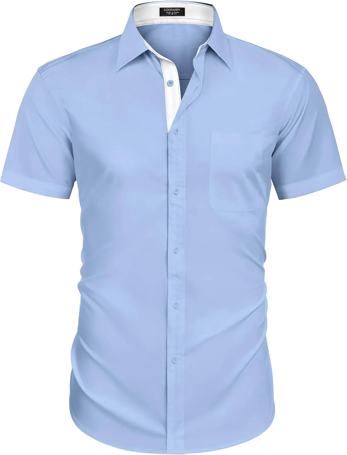 COOFANDY Men's Dress Shirt Wrinkle Free Regular Fit Stretch Short Sleeve Button Down Shirts