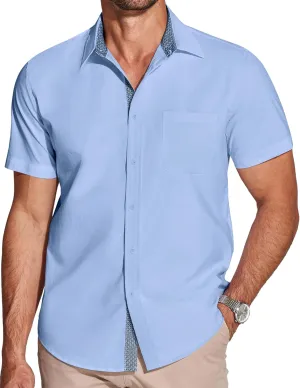 COOFANDY Men's Dress Shirt Wrinkle Free Regular Fit Stretch Short Sleeve Button Down Shirts