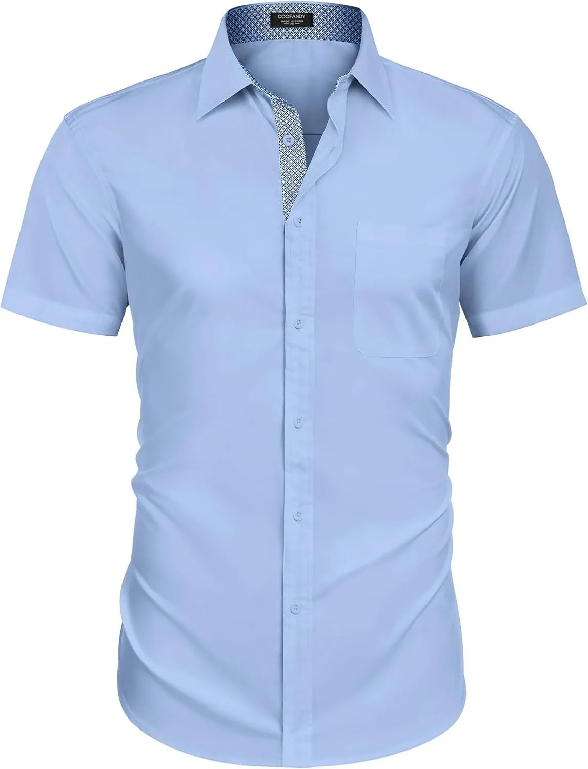 COOFANDY Men's Dress Shirt Wrinkle Free Regular Fit Stretch Short Sleeve Button Down Shirts