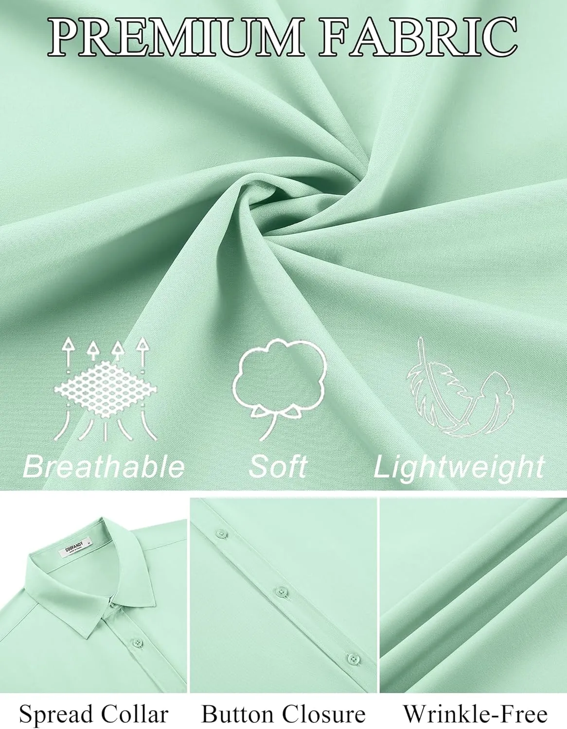 COOFANDY Mens Dress Shirts Button Down Short Sleeve Shirt Summer Shirts Business Casual Wedding Shirt