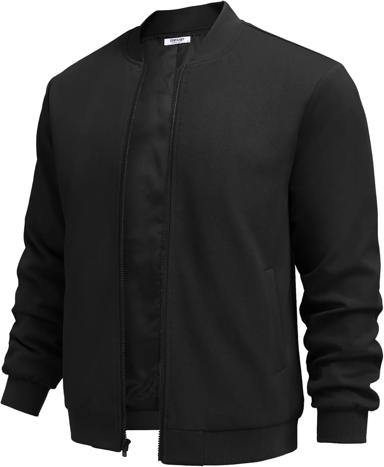 COOFANDY Men's Lightweight Bomber Jacket Casual Stylish Fall Jackets Full Zip Knit Jackets Varsity Textured Coat
