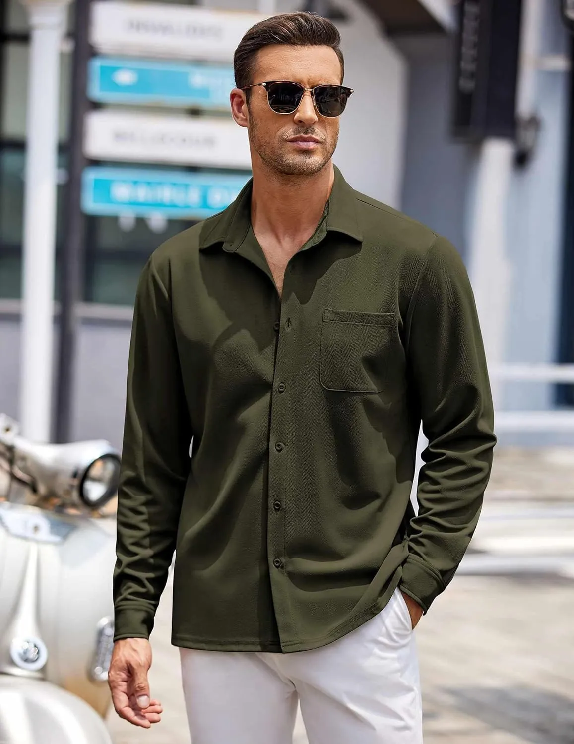 COOFANDY Mens Long Sleeve Button Down Shirts Wrinkle Free Untucked Shirts Casual Dress Shirt for Men