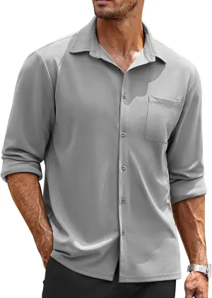 COOFANDY Mens Long Sleeve Button Down Shirts Wrinkle Free Untucked Shirts Casual Dress Shirt for Men