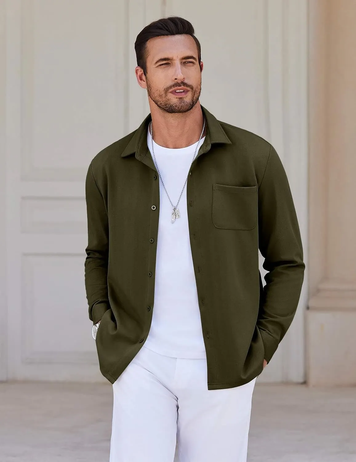 COOFANDY Mens Long Sleeve Button Down Shirts Wrinkle Free Untucked Shirts Casual Dress Shirt for Men