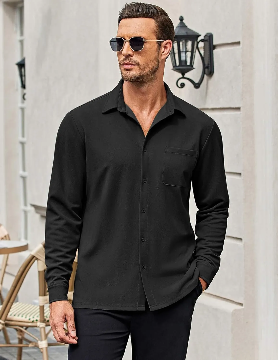 COOFANDY Mens Long Sleeve Button Down Shirts Wrinkle Free Untucked Shirts Casual Dress Shirt for Men