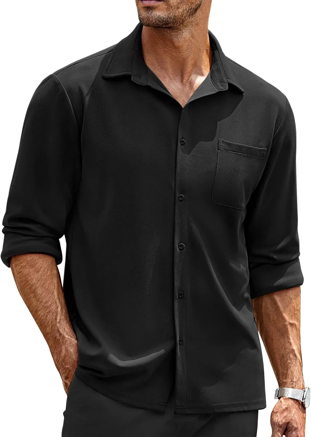 COOFANDY Mens Long Sleeve Button Down Shirts Wrinkle Free Untucked Shirts Casual Dress Shirt for Men
