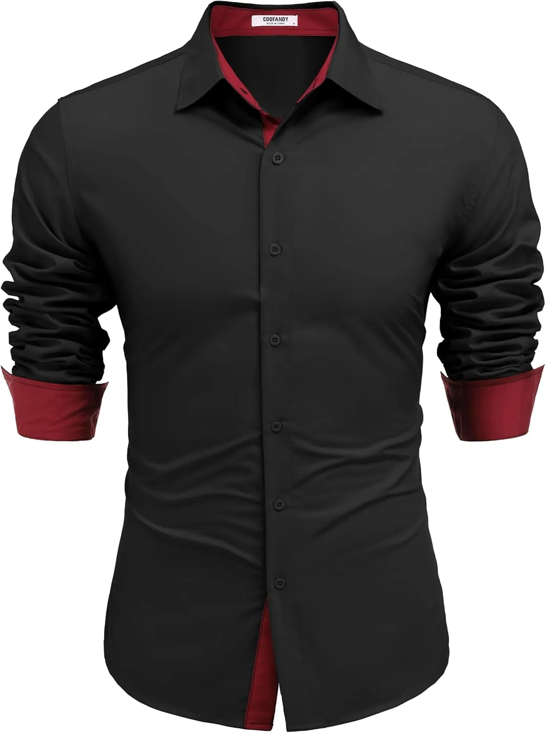 COOFANDY Men's Long Sleeve Wrinkle Free Dress Shirts Inner Contrast Business Casual Button Down Shirt