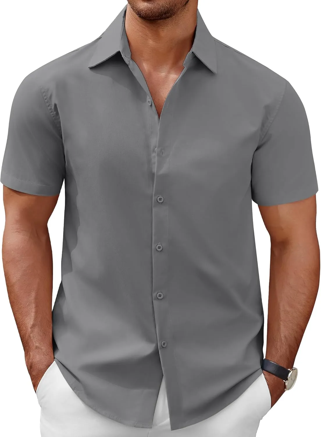 COOFANDY Men's Short Sleeve Button Down Casual Shirts for Men Summer Untucked Shirts