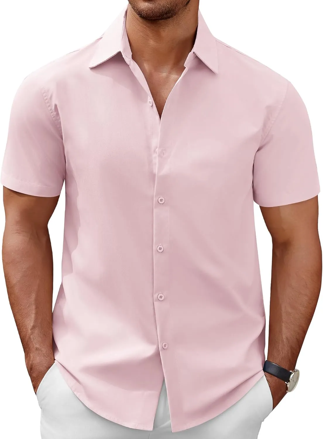 COOFANDY Men's Short Sleeve Button Down Casual Shirts for Men Summer Untucked Shirts