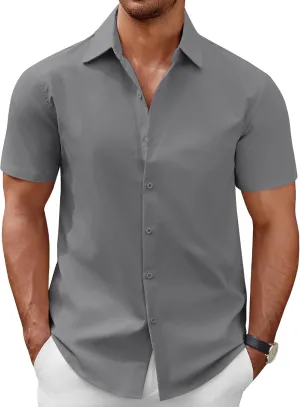 COOFANDY Men's Short Sleeve Button Down Casual Shirts for Men Summer Untucked Shirts