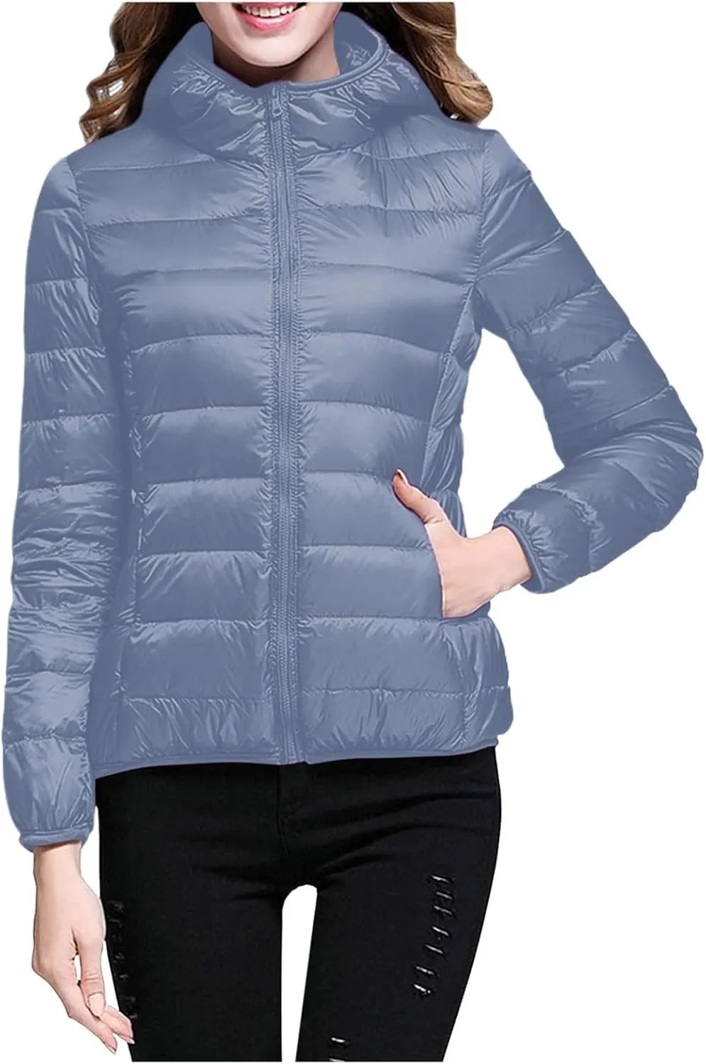 cooki Puffer Jacket Womens Winter Coats for Women Slim Fit Lightweight Packable Down Jacket Warm Quilted Puffer Outerwear