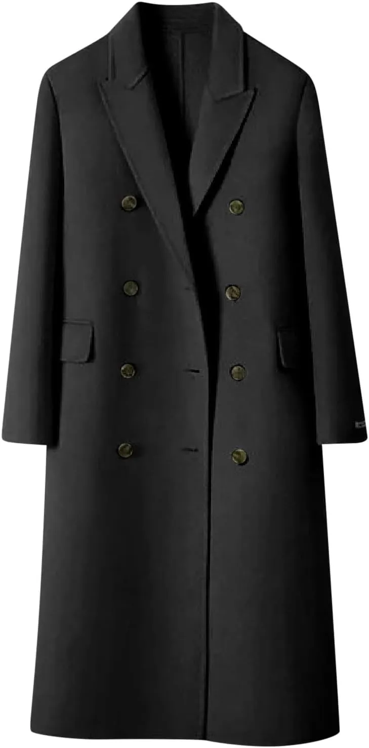 cooki Trench Coat for Women 2023 Women Winter Wool Blend Camel Mid-Long Coat Notch Double Breasted Lapel Jackets Warm Outwear