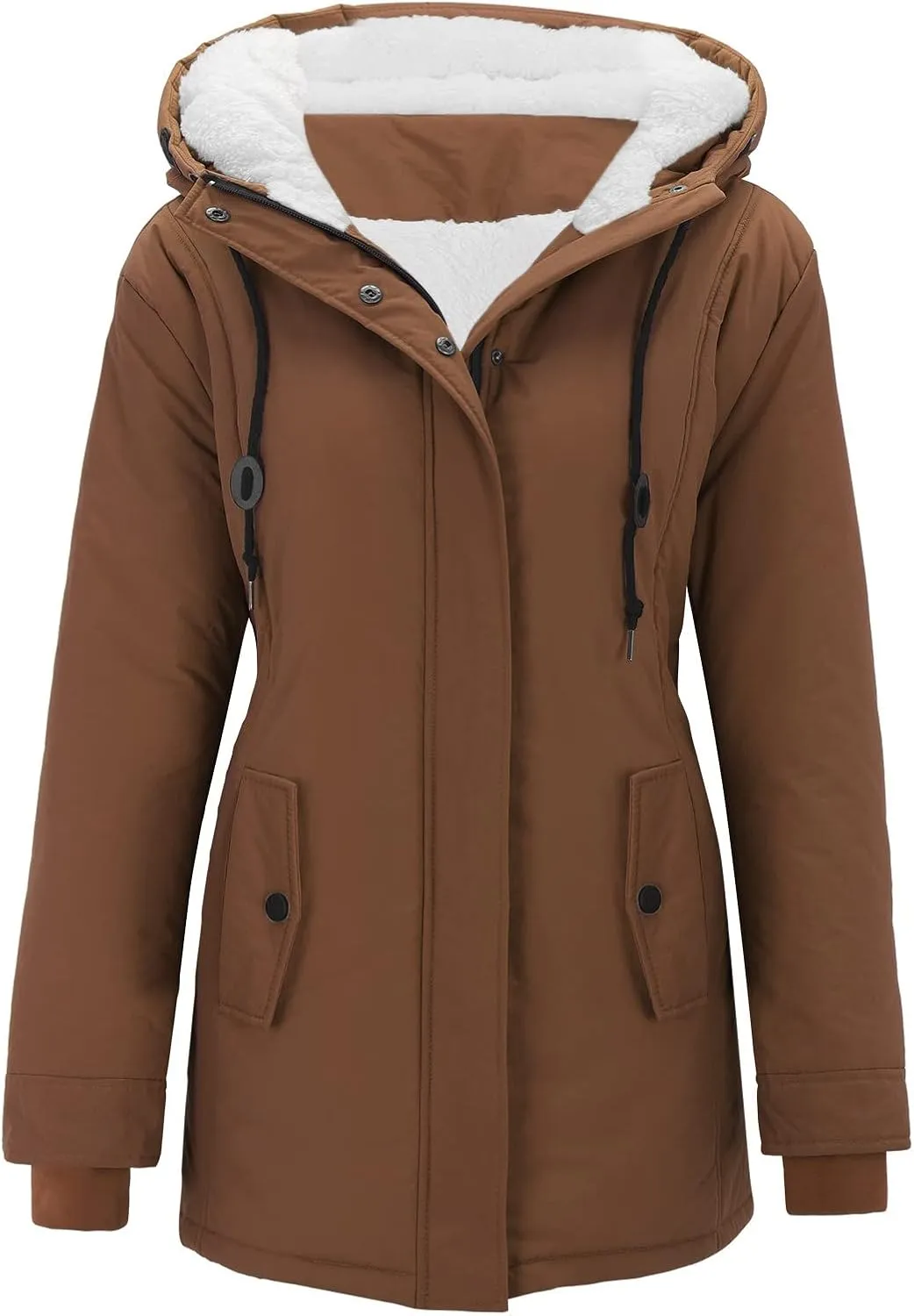 cooki Winter Coats for Women Fleece Lined Puffer Coat Women Long Down Coat Warm Parka Coat Faux Fur Hooded Coat Warm Overcoat