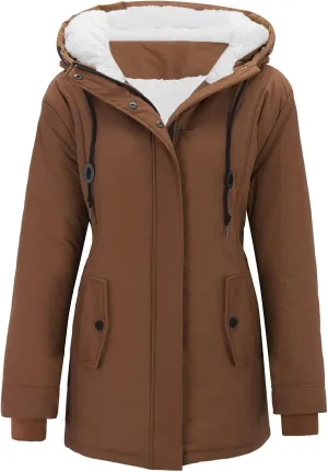 cooki Winter Coats for Women Fleece Lined Puffer Coat Women Long Down Coat Warm Parka Coat Faux Fur Hooded Coat Warm Overcoat