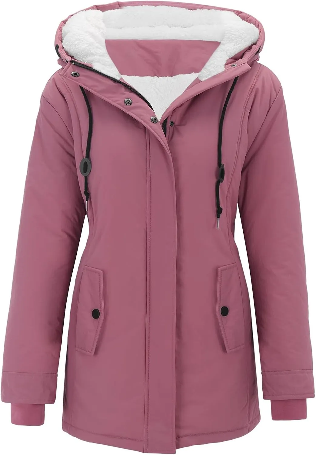 cooki Winter Coats for Women Fleece Lined Puffer Coat Women Long Down Coat Warm Parka Coat Faux Fur Hooded Coat Warm Overcoat