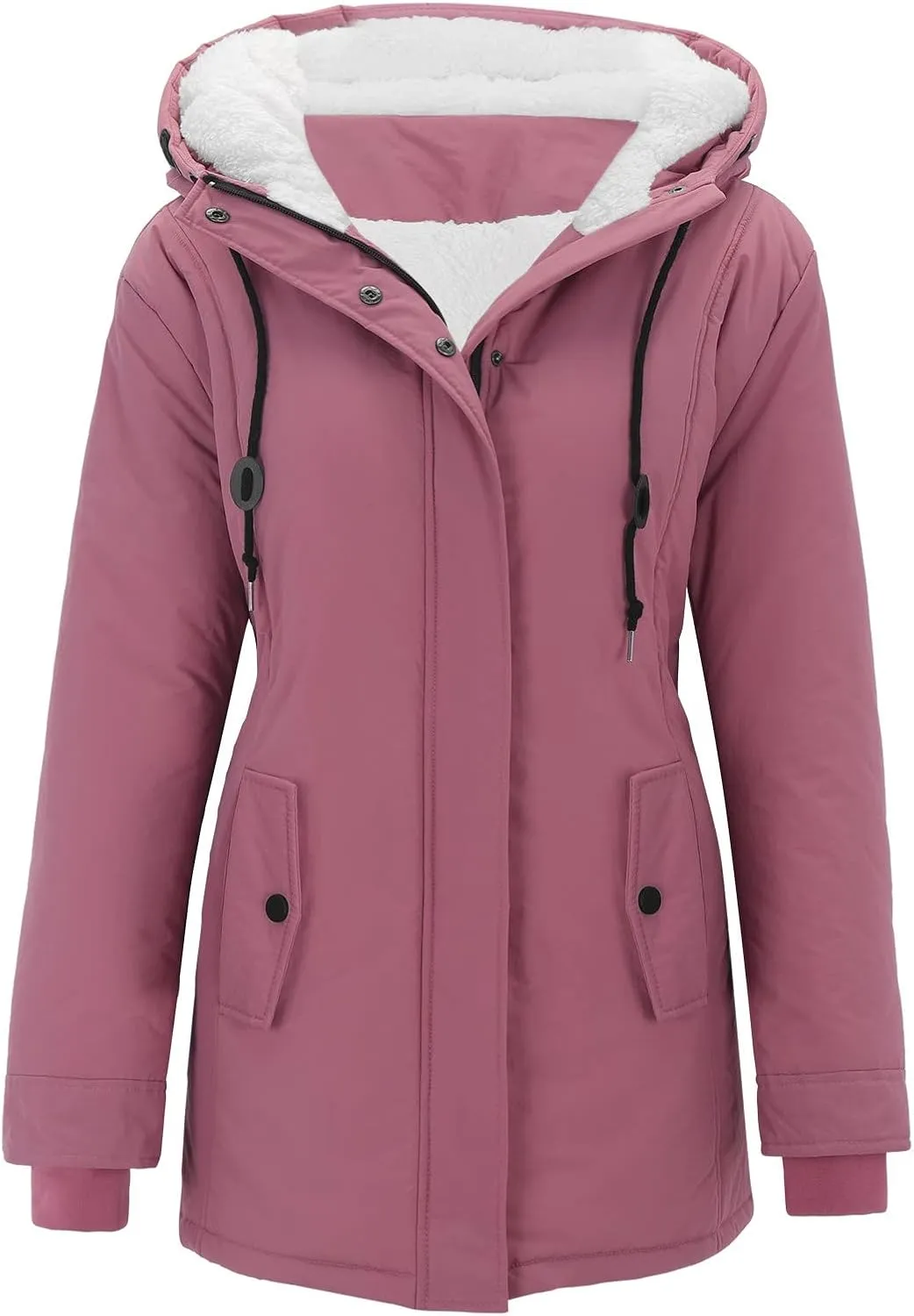 cooki Winter Coats for Women Fleece Lined Puffer Coat Women Long Down Coat Warm Parka Coat Faux Fur Hooded Coat Warm Overcoat