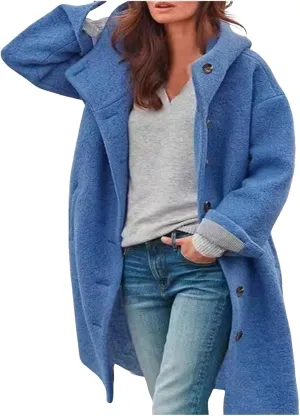 cooki Wool Coats for Women Long Women Fuzzy Fleece Winter Cardigan Jackets Trench Coats Lapel Collar Button Down Peacoat