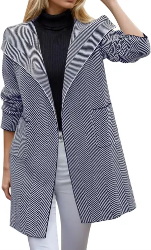 cooki Wool Coats for Women Long Women's Wool Coat Knee Length Blazer Jackets Winter Trench Coats Lapel Button Down Peacoats