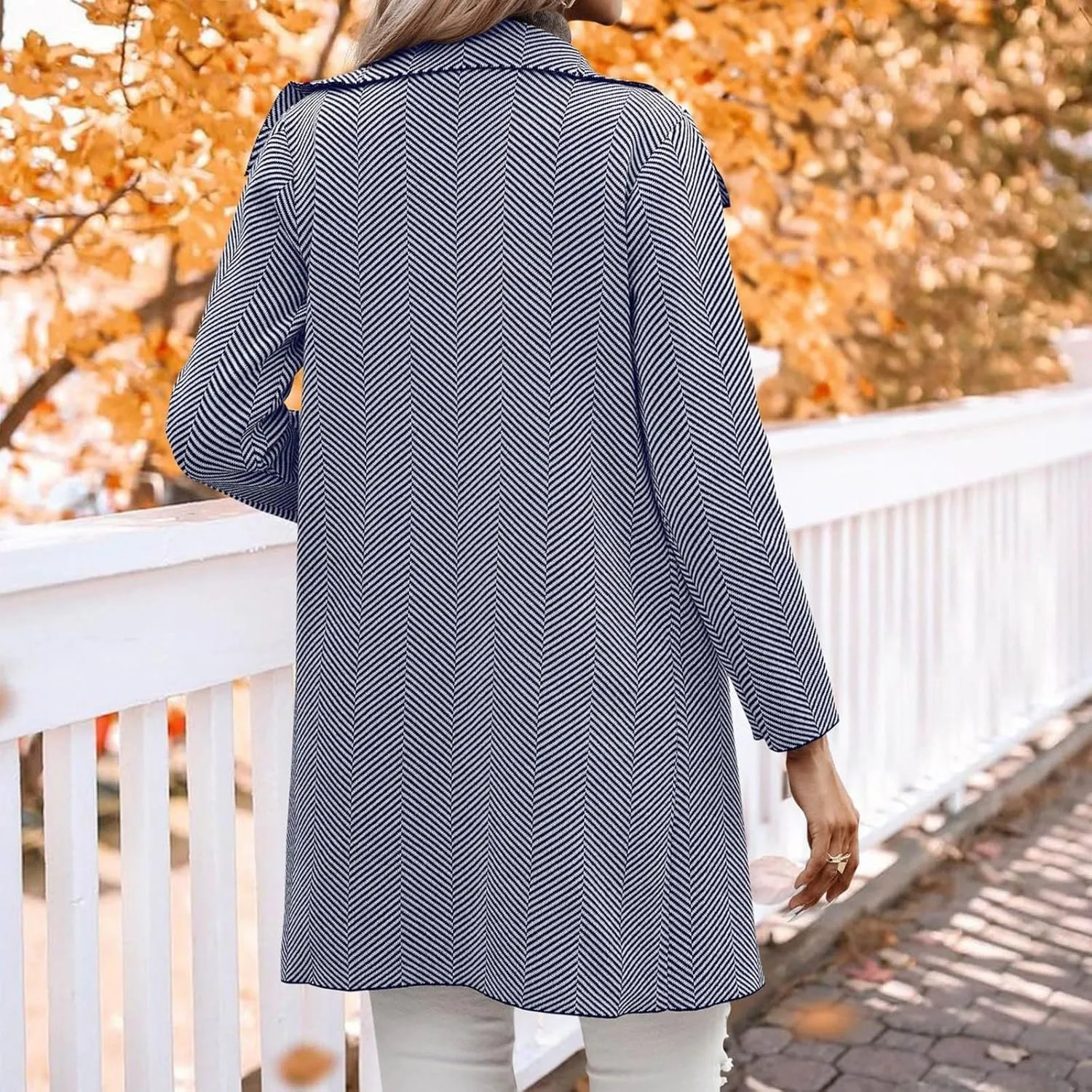 cooki Wool Coats for Women Long Women's Wool Coat Knee Length Blazer Jackets Winter Trench Coats Lapel Button Down Peacoats