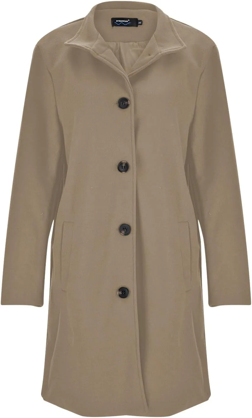 cooki Wool Coats for Women Long Women's Wool Coat Winter Womens Fuzzy Cardigan Jackets Trench Coats Lapel Button Down Peacoat