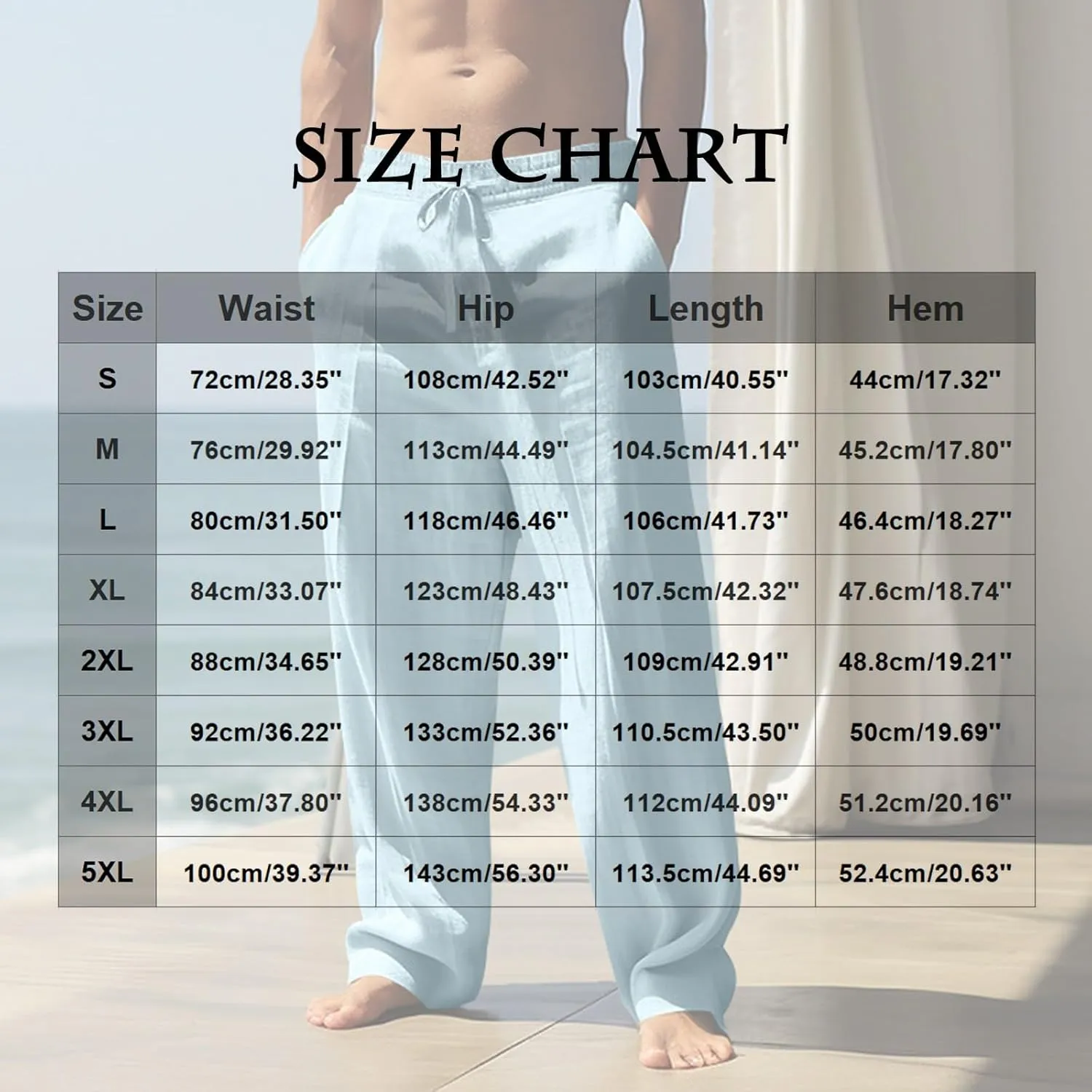 Cotton Linen Pants for Men Casual Palm Tree Print Wide Leg Yoga Beach Pants Loose Fit Lightweight Summer Trousers