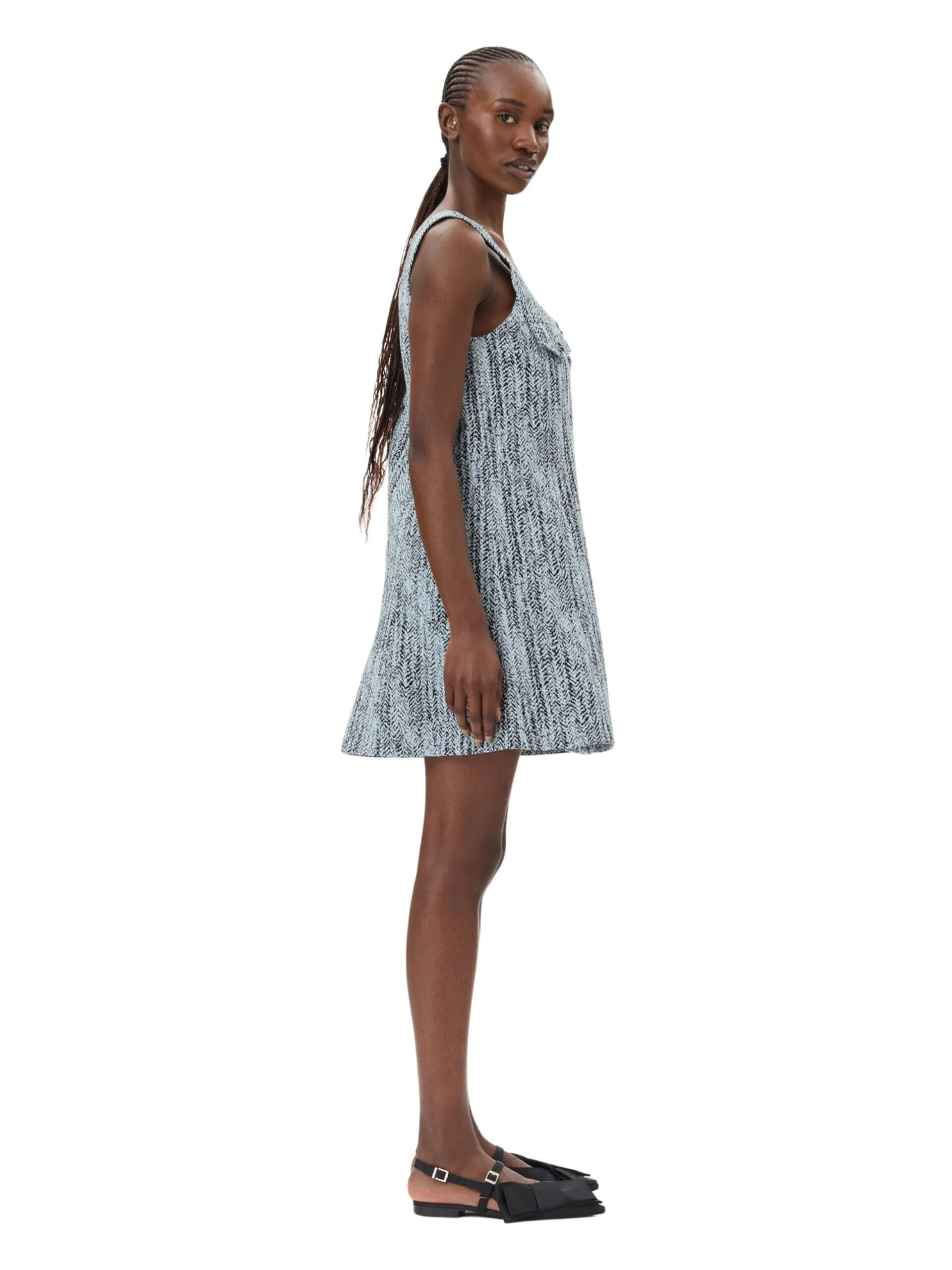 Cotton Tweed Mini Dress / Celestial Blue