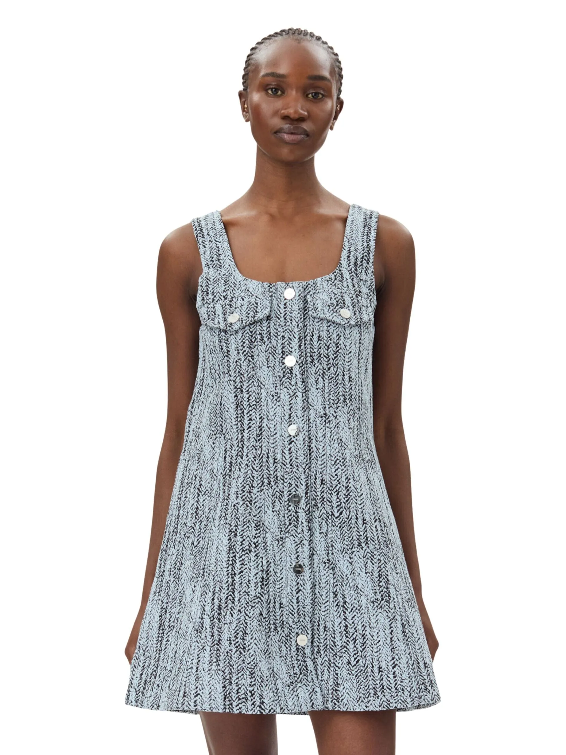 Cotton Tweed Mini Dress / Celestial Blue
