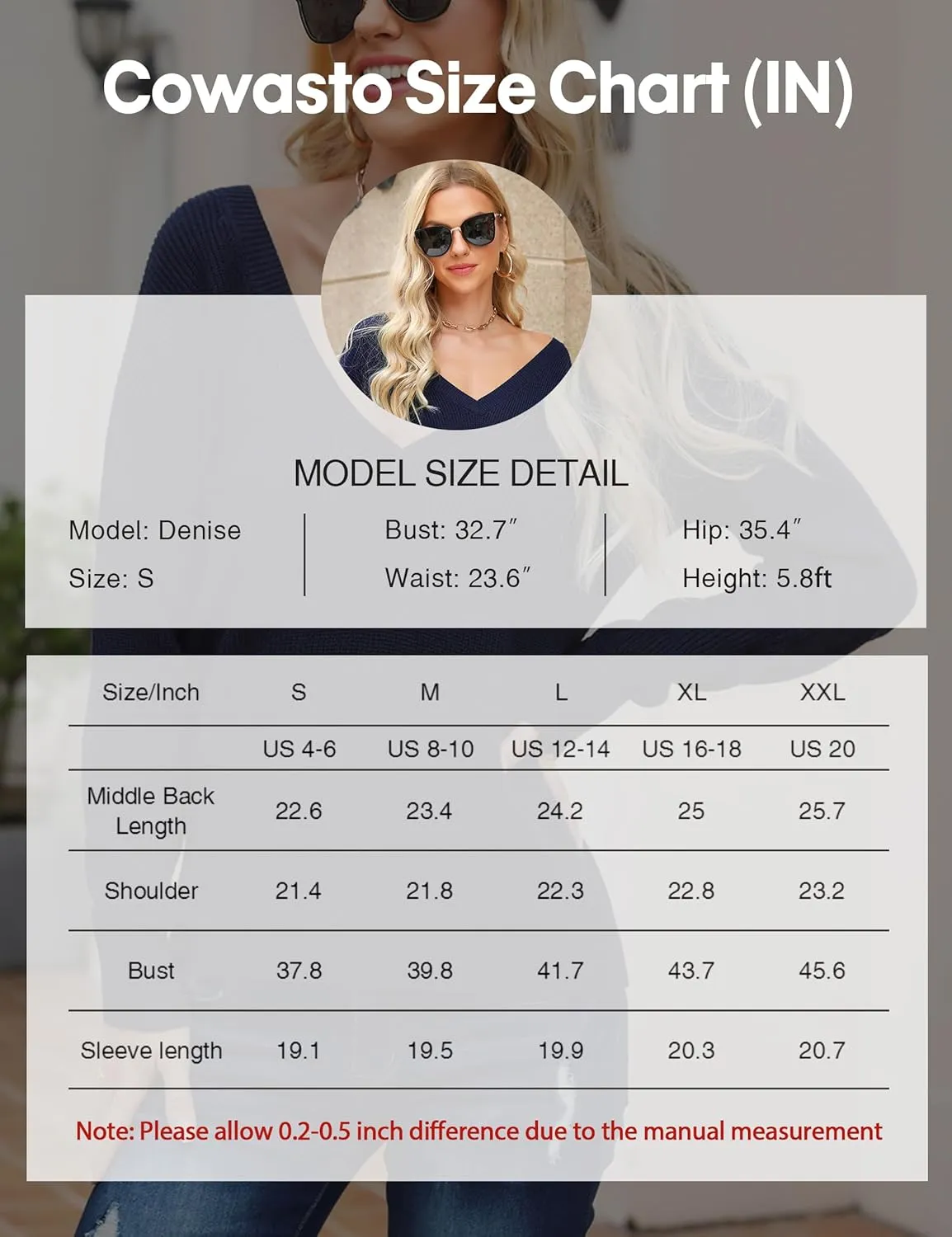 Cowasto Women Sexy Deep V Neck Sweater Christmas Sweaters Casual Long Sleeve Fall Sweaters Pullover
